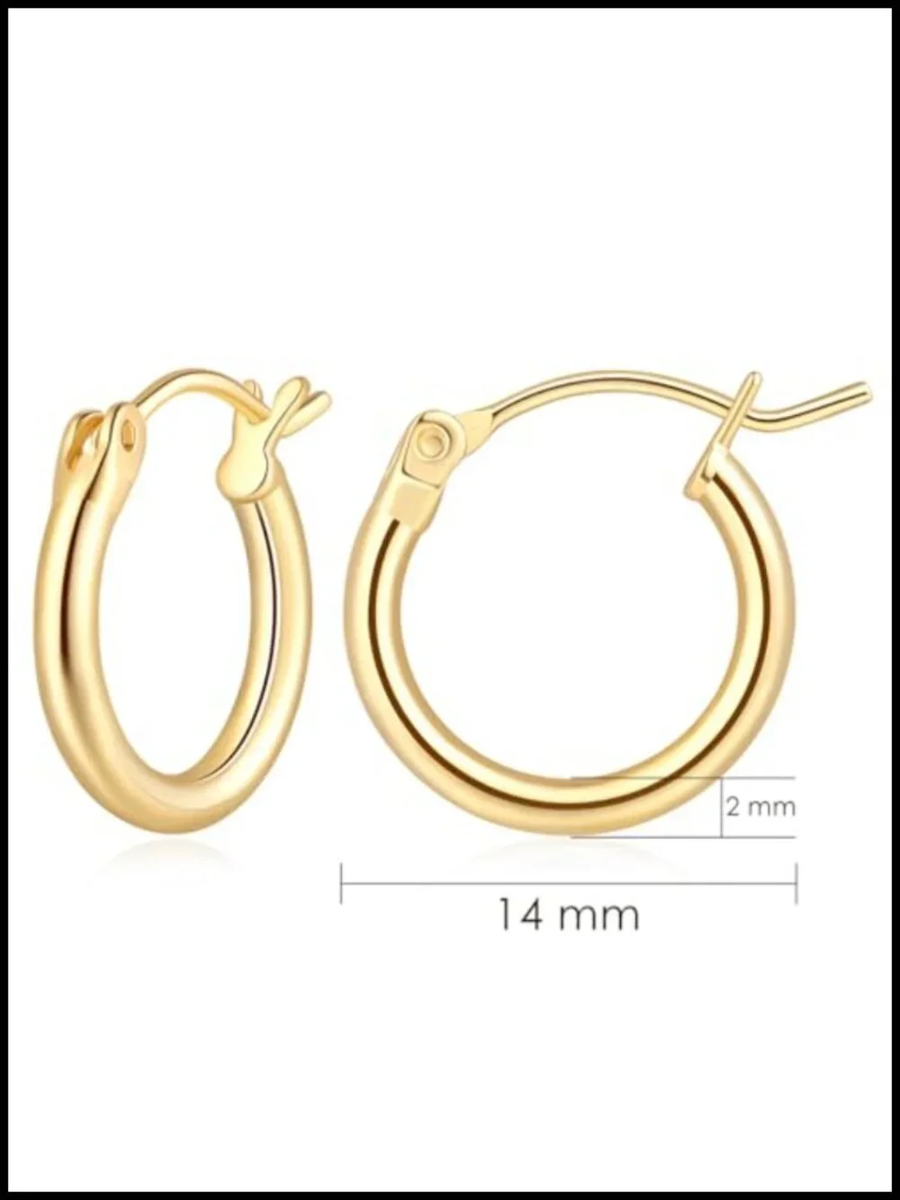 14K Gold Plated Hoop Earrings for Women Small Hypoallergenic 14mm 16mm 18mm